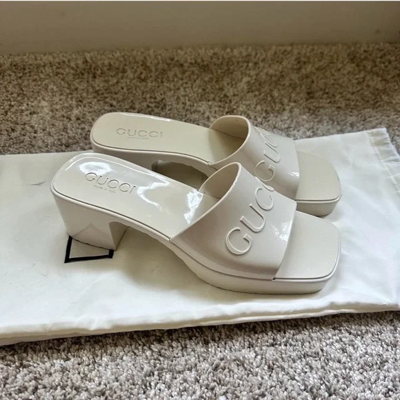 Gucci rubber slides Women's off white Mules - Picture 2 of 3
